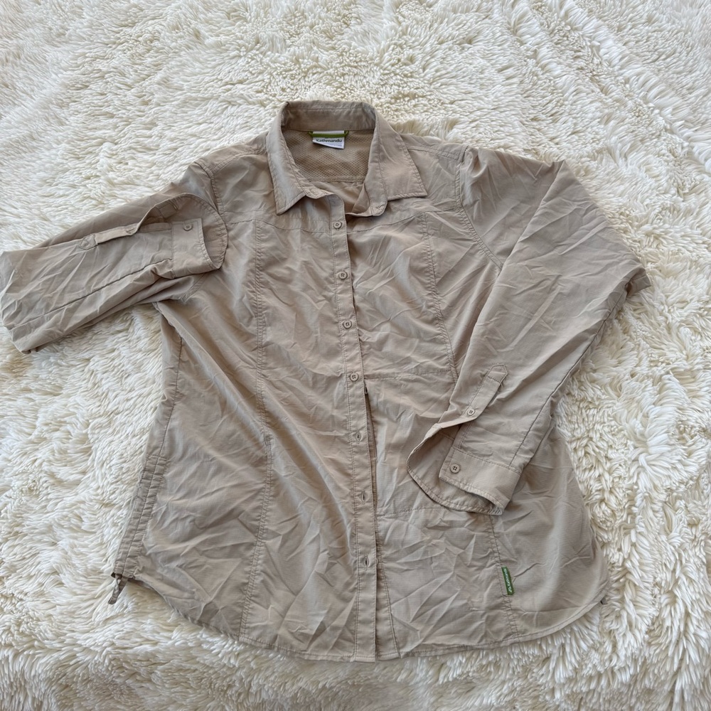 Kathmandu men’s Light Tan long sleeve outdoors button down shirt 16